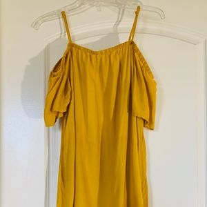 Beautiful Golden Yellow Off-Shoulder Dress